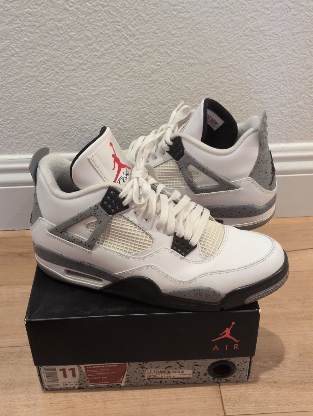 Air Jordan 4 Retro white Black Cement 2012  Men's Size 11 308497103